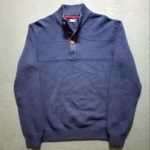 Izod 1/4 Button Sweater Navy Blue Men's Size XL